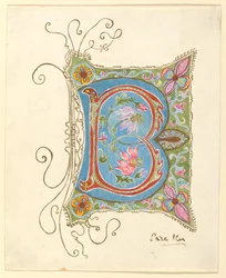 Tekening, verlichte initiaal