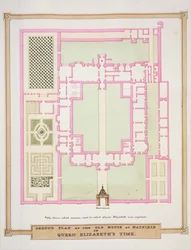 Grondplan van het Oude Huis in Hatfield in de Tijd van Koningin Elizabeth uit 