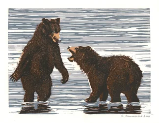 Salmon Stream Frolics, 2016 (Linosnede)