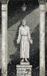 Franciscus in de sneeuw, 2023 (schilderij)