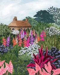 Kleurrijke cottage-tuin