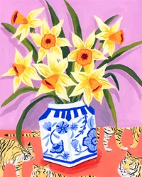 Kleurrijke narcissen en tijgers