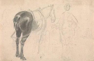 Boerenpaard vastgehouden door een staljongen