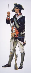 Amerikaanse Onafhankelijkheidsoorlog soldaat van het (Amerikaanse) Pennsylvania State Regiment