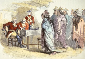 Pontiac bezoekt Major Gladwin in Fort Detroit in 1763