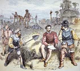 De stichting van St. Augustine in Florida door de Spanjaarden in 1565