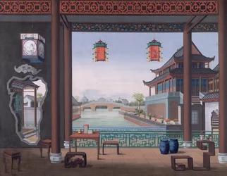 Add. Or. 2194 Tekening van het interieur van het huis van een Chinese ambtenaar