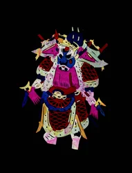Mannelijk personage uit de opera van Pekin. Geschilderd papierknipsel of "Jian Zhi", Chinese volkskunst, Pekin.