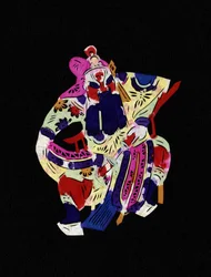 Mannelijk personage uit de opera van Pekin. Geschilderd papierknipsel of "Jian Zhi", Chinese volkskunst, Pekin.
