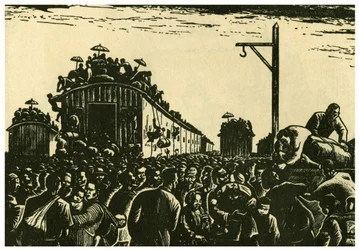 Vluchtelingen komen aan op Kweilin Station, Ts