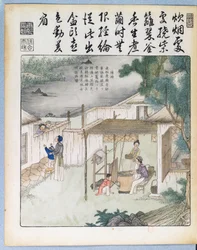 Zijde spinnen, illustratie uit Yu Tche Keng Tche T