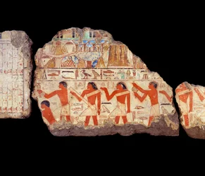 Oude Egyptische kunst: Schilderijen van de mastaba van Metchetchi: rituele priesters muurschildering, 6e dynastie (ca. 2350-2200)