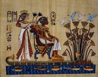 Egyptische oudheid: de farao en zijn vrouw in de papyrus. Papyrus, Nieuw Rijk