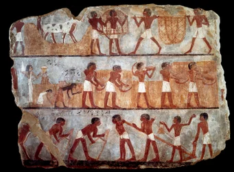 Zaaien en oogsten uit het graf van de schrijver Unsou (fresco)