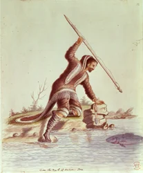 Inuit die vissen spietsen