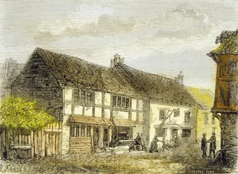 Geboorteplaats van William Shakespeare (kleurgravure)