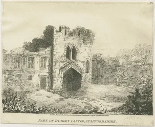 Dudley Castle - Het Poortgebouw: lithografie, nd [ca. 1801]