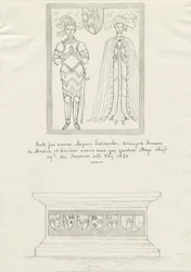 Sandon Kerk - Graf van Hugh Erdeswicke en Cecilia [Bassett]: pen en inkt tekening
