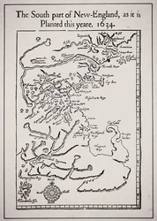 Zuidelijk deel van New England zoals het dit jaar 1634 is geplant