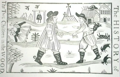 De geschiedenis van de twee kinderen in het bos, uit een verzameling chapbooks over esoterica, 14e-17e eeuw