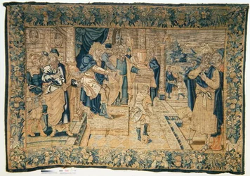 Mozes staande op de kroon van de farao