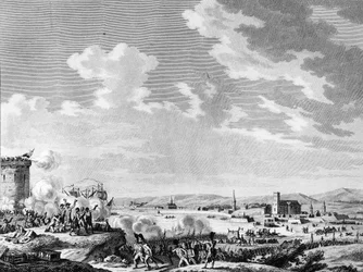 Franse revolutie en anti-revolutionaire bewegingen: Overwinning behaald door de Fransen bij Quiberon op 21 juli 1795 tegen de royalisten en het leger van Groot-Brittannië. Parijs, Bibliotheek van het Instituut voor Geschiedenis van de Revolutie