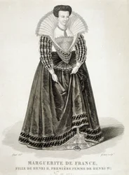 Portret van Margaretha van Valois, bekend als Koningin Margot (1553-1615), Koningin van Navarra, eerste vrouw van Hendrik IV.