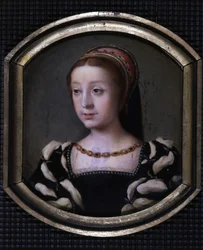 Renée van Frankrijk (1510-1575), Hertogin van Chartres en Montargis, daarna Ferrara, jongste dochter van Lodewijk XII en Anna van Bretagne. kopie door M. Juilleau