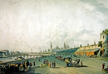 Moskou, uitzicht op het Kremlin en de kade van de Moskva