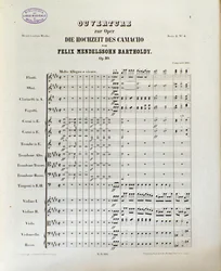 Partituur van "Die Hochzeit des Camacho" door Felix Mendelssohn