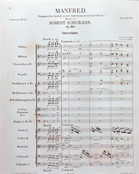 Bladmuziek van de Opening van "Manfred" (opus 115) door de Duitse componist Robert Schumann