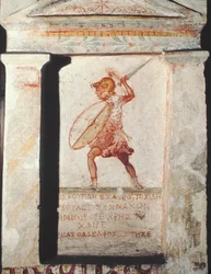 Een van de Dioscuri (Castor of Pollux), Grieks (schilderij op steen)