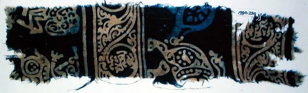 Blokgedrukt textiel fragment, Indiaas (katoen)