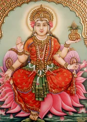 Godin Lakshmi Laxmi miniatuurschilderij op ivoor