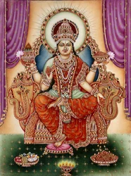 Godin Lakshmi miniatuurschilderij op ivoor