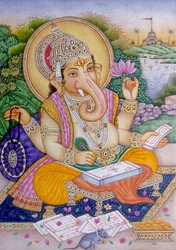Heer Ganesh Ganpati miniatuurschilderij op papier