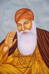 Heer Guru Nanak miniatuurschilderij op papier