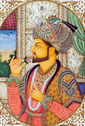 Miniatuurschildering Mogolkeizer Shah Jahan India Azië