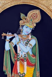 Miniatuurschilderij van God Krishna