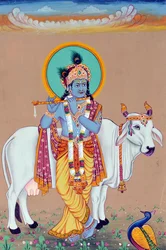 Miniatuurschilderij van God Krishna
