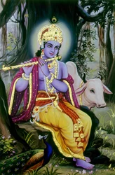 Miniatuurschilderij van Heer Krishna, India