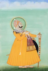 Miniatuurschilderij van Maharaja Sawai Madho Singh, Jaipur