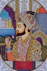Miniatuurschilderij van Mughal keizer Shah Jahan, India, Azië