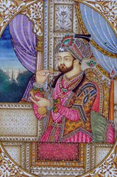 Miniatuurschilderij van Mughul Keizer Shah Jahan India Azië