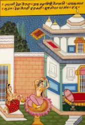 Miniatuurschilderij op papier, Ragini Desh Vairada, Nathdwara School