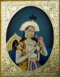 Mughal Prinses Mumtaz Mahal Miniatuurschilderij op Papier