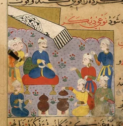 Bereiding van afrodisiacum voedsel voor de Sultan Ghiyath al-Din, sectie over voedsel als afrodisiacum uit The Ni