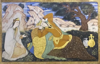 Fresco in het Chehel Sotoun-paleis, Esfahan, Iran