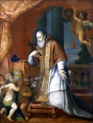 Paus Pius V (1504 - 1572). Anoniem schilderij uit een Lombardische kerk.