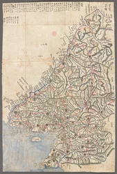 Een provincie van Korea, kaarten van de provincies van Korae, met poststations en hoofdwegen